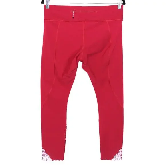 Lululemon Tight Stuff Tight Red and Silver Reflective Print Size 10